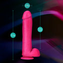 Neo Elite 11 Inch Silicone Dual Density Cock with Balls - Neon Pink