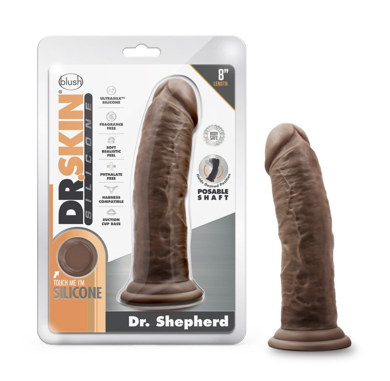 8 Inch Dildo with Suction Cup - Chocolate