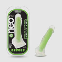 Neo Elite Glow in the Dark Silicone Dual Density Cock - 7.5", Neon Green