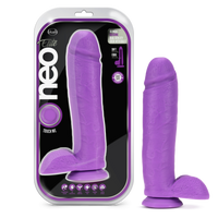 Neo Elite 10 Inch Silicone Dual Density Cock with Balls - Neon Purple