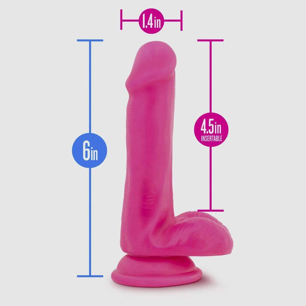 Neo Elite 6 Inch Silicone Dual Density Cock with Balls - Neon Pink