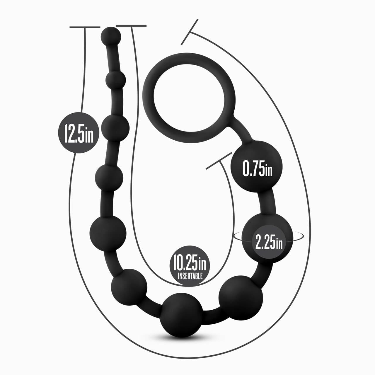 Silicone 10 Anal Beads - Black