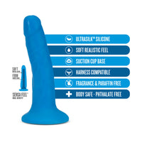 Neo Elite 6 Inch Silicone Dual Density Cock - Neon Blue