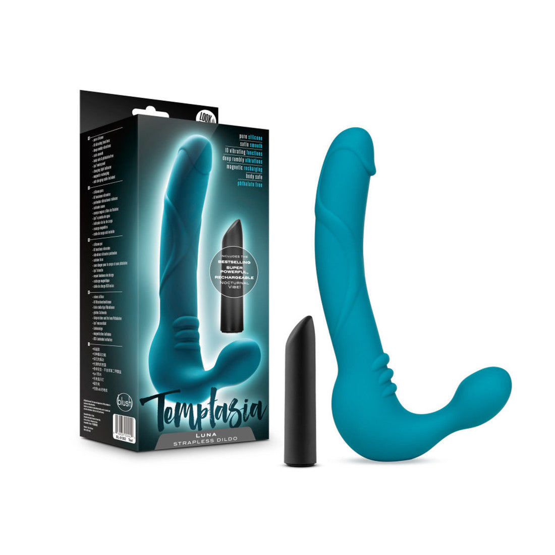 Luna Strapless Silicone Dildo - Teal